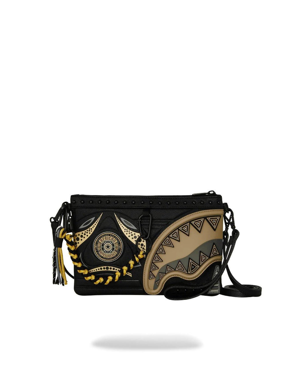 Sac - AI WONDERLAND GOLD AND BLACK CROSSOVER CLUTCH - SPRAYGROUND-Magna-Carta