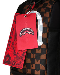 Sac à dos - BROWN AND CREAM DRIP CHECK SHARK BACKPACK - SPRAYGROUND-Magna-Carta