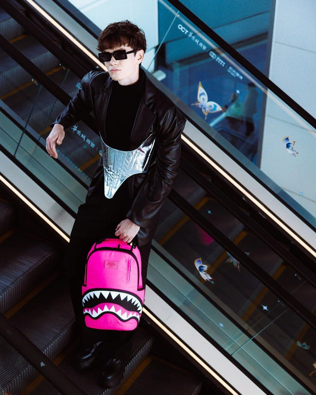 Sac à dos - SHARK CENTRAL NYLON HOT PINK - SPRAYGROUND-Magna-Carta