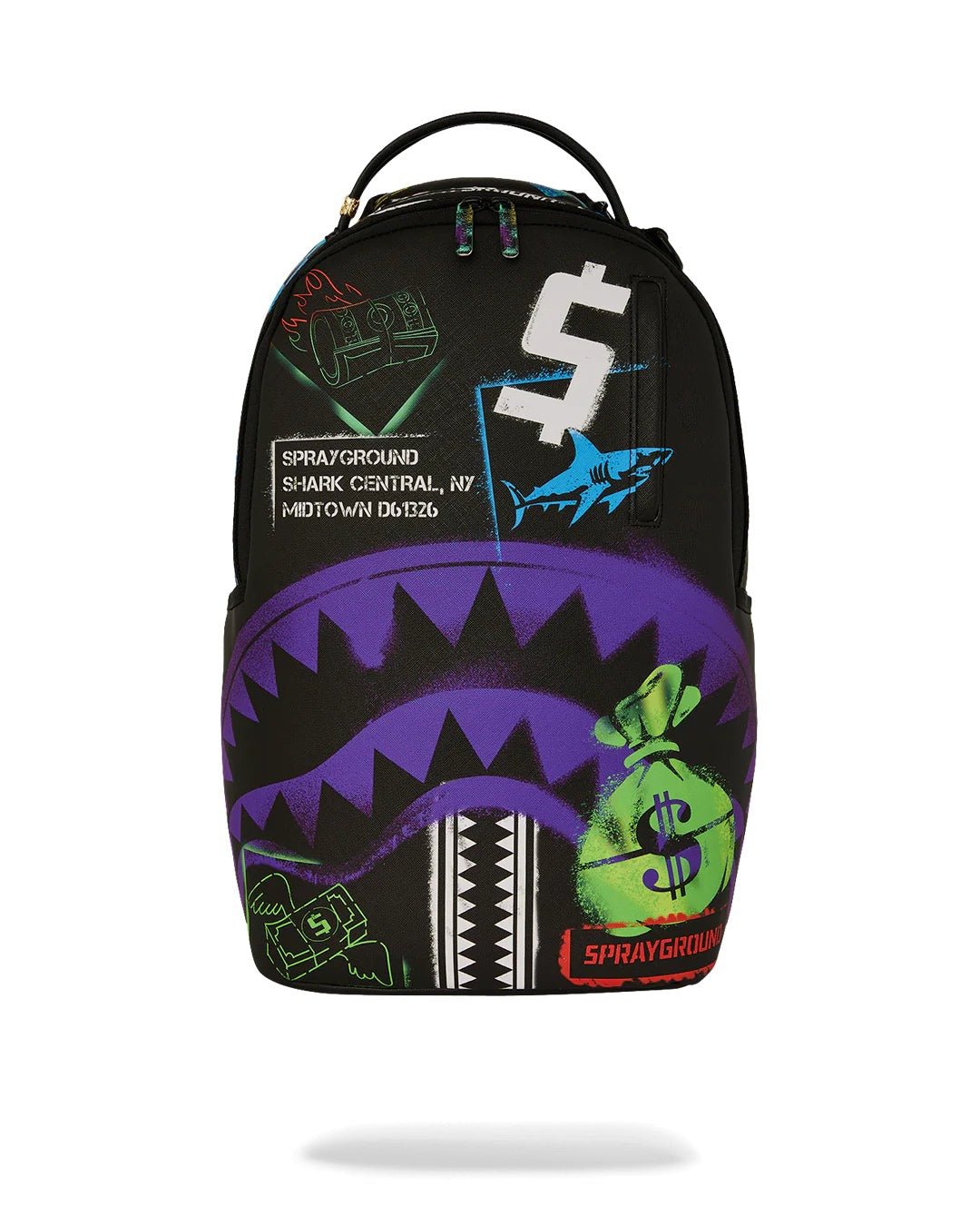 Sac à dos - SHARK CENTRAL STENCILS- BLACK DLXSV BACKPACK - SPRAYGROUND-Magna-Carta Main image
