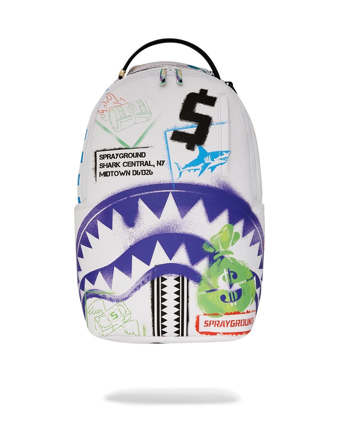 Sac à dos - SHARK CENTRAL STENCILS WHITE DLXSV BACKPACK - SPRAYGROUND-Magna-Carta Main image