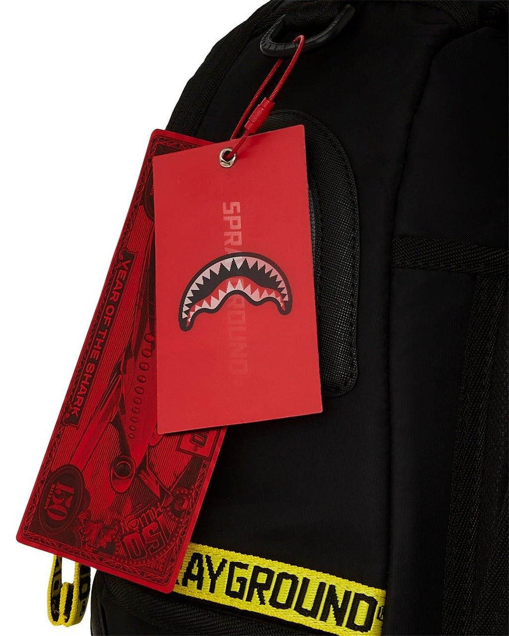 Sac à dos - SHARK CENTRAL YELLOW TAPE DLX SATIN BACKPACK - SPRAYGROUND-Magna-Carta