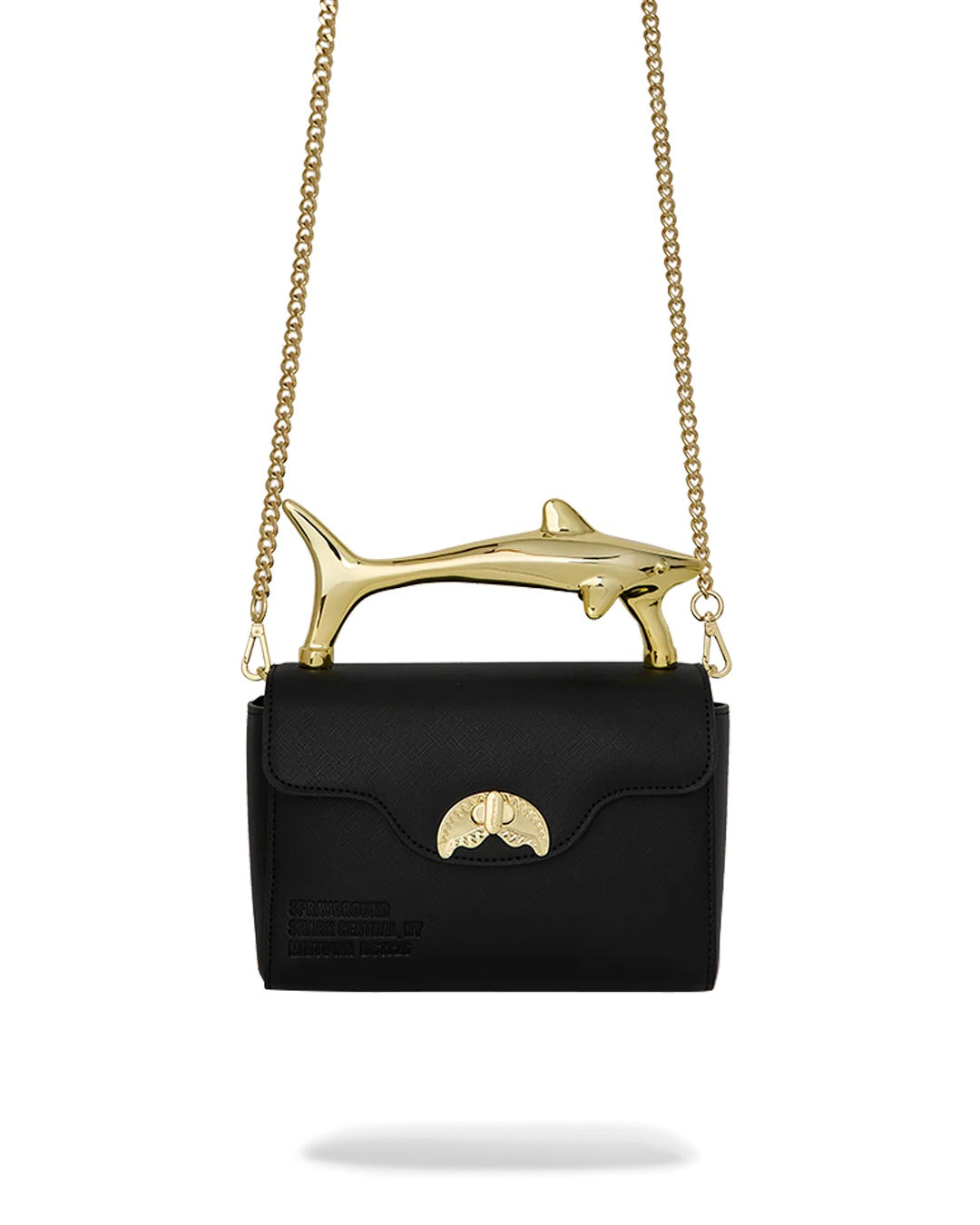 Sac à main - BLACKED OUT EMBOSSED GOLD SHARK HANDBAG - SPRAYGROUND-Magna-Carta