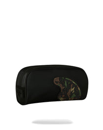 TROUSSE - SHARK CENTRAL BLACK NYLON CAMO EMBOSSED SHARK POUCH - SPRAYGROUND-Magna-Carta