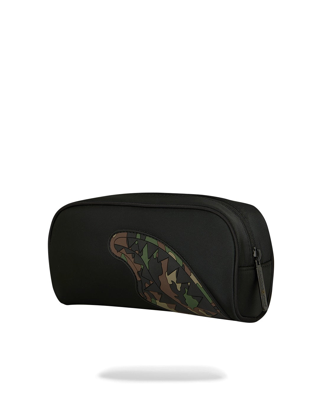 TROUSSE - SHARK CENTRAL BLACK NYLON CAMO EMBOSSED SHARK POUCH - SPRAYGROUND-Magna-Carta