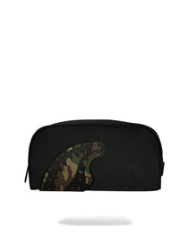 TROUSSE - SHARK CENTRAL BLACK NYLON CAMO EMBOSSED SHARK POUCH - SPRAYGROUND-Magna-Carta