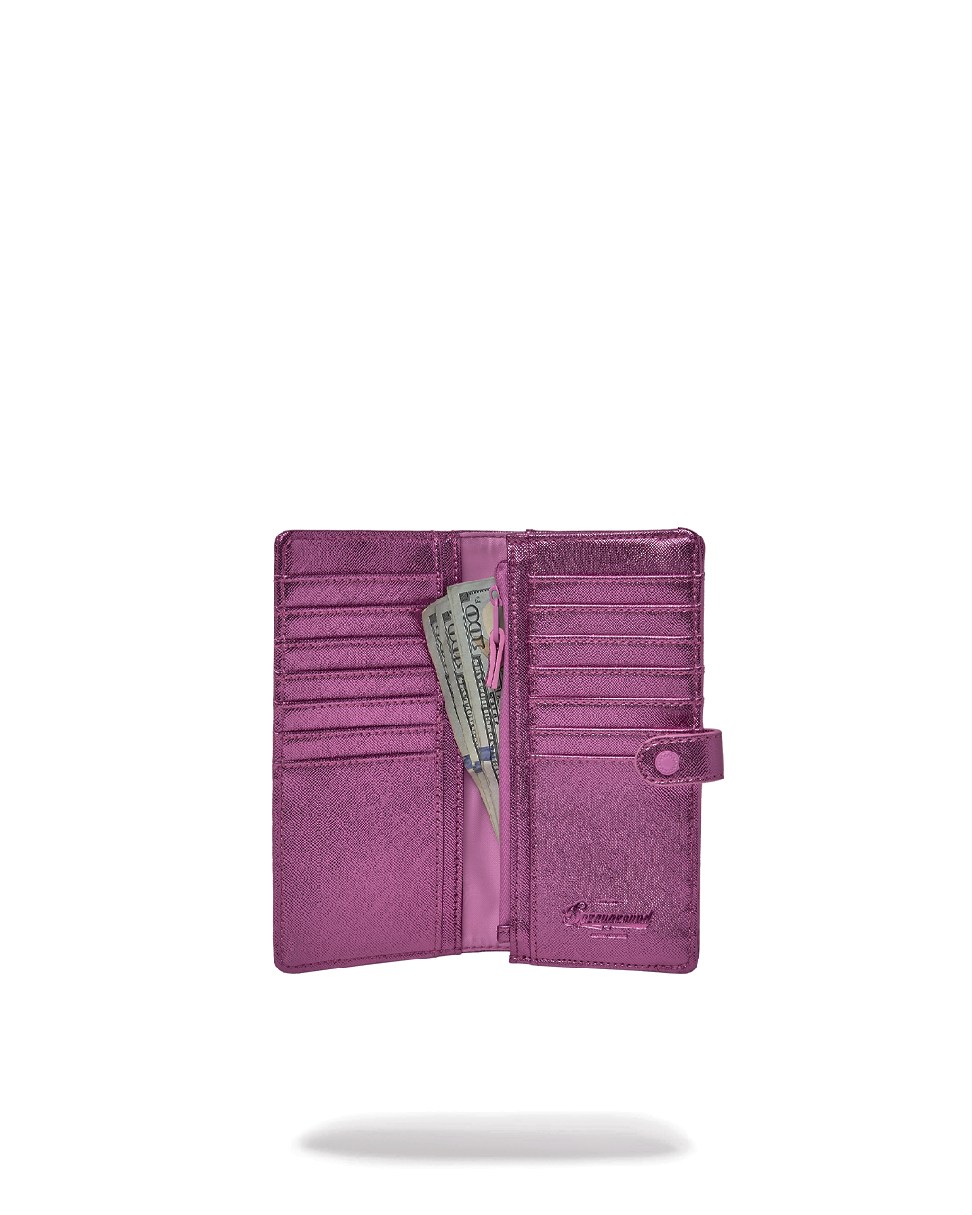 Portefeuille - METALLIC PINK METALLIC DRIP SINGLE FOLD WALLET - SPRAYGROUND
