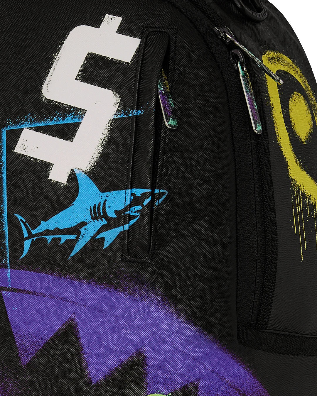 Sac à dos - SHARK CENTRAL STENCILS- BLACK DLXSV BACKPACK - SPRAYGROUND - Sac à