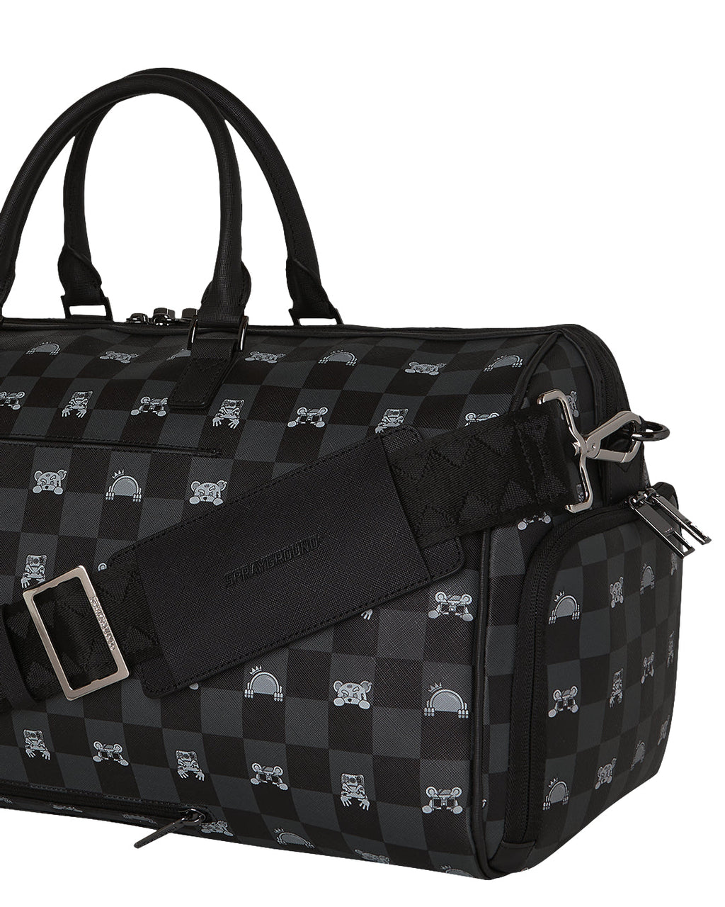 Sac  - GRAY PEEKING CHARACTER CHECK LARGE DUFFLE - SPRAYGROUND
