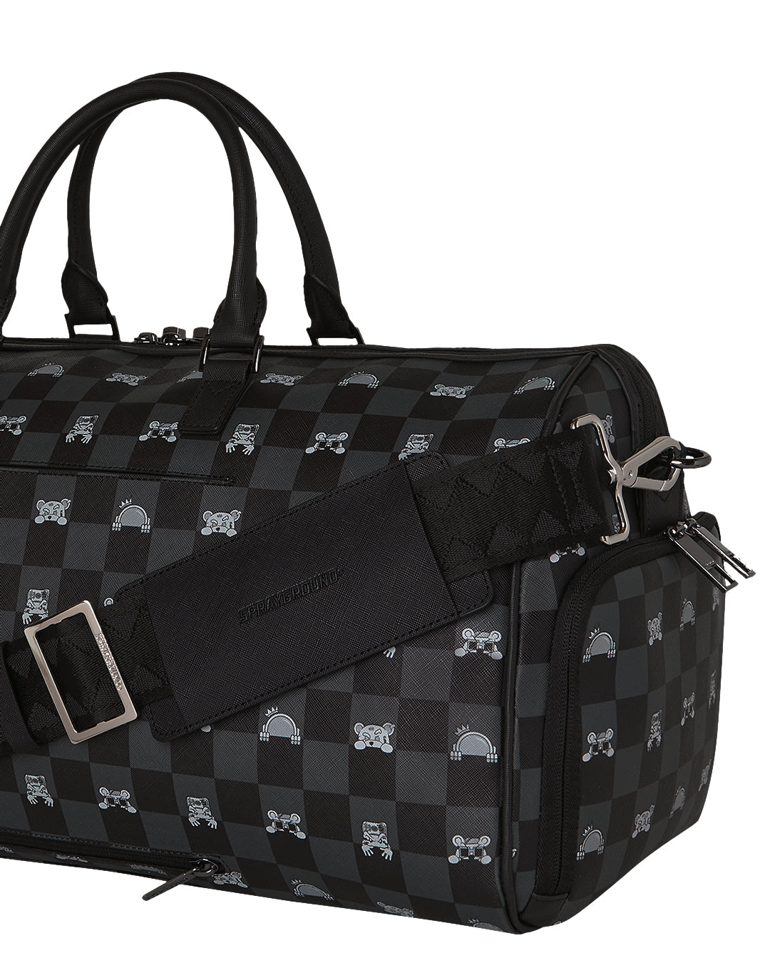 Sac  - GRAY PEEKING CHARACTER CHECK LARGE DUFFLE - SPRAYGROUND