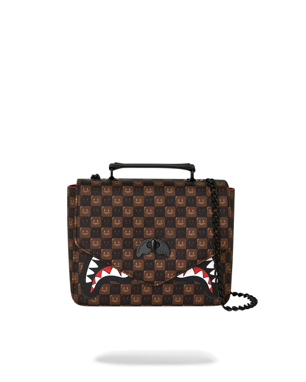 SHARKS IN PARIS WTF BUBBLE BROWN CHECK HANDBAG