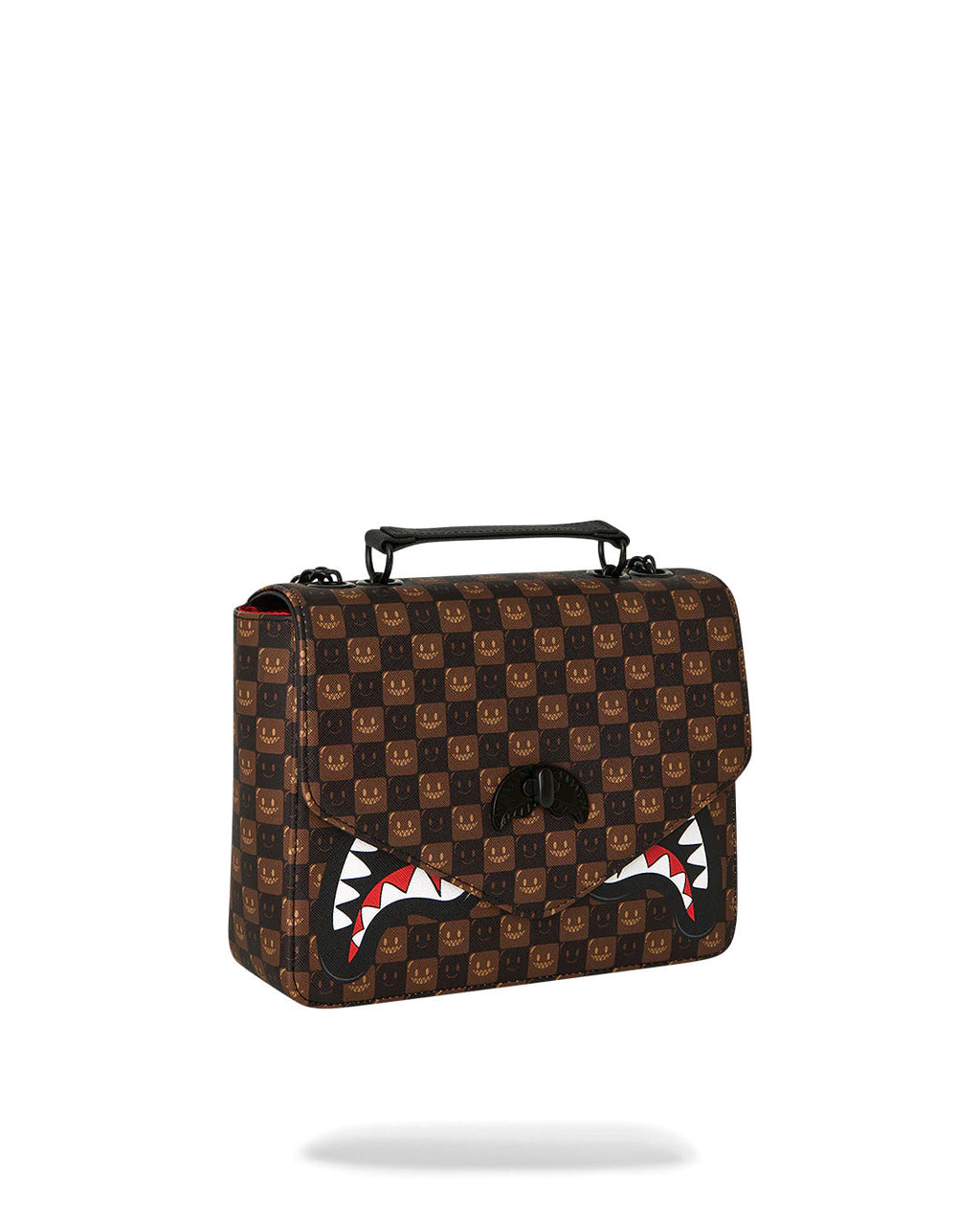 SHARKS IN PARIS WTF BUBBLE BROWN CHECK HANDBAG
