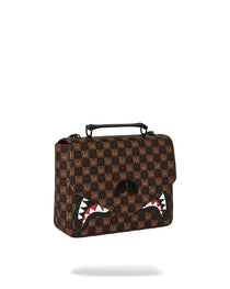 SHARKS IN PARIS WTF BUBBLE BROWN CHECK HANDBAG