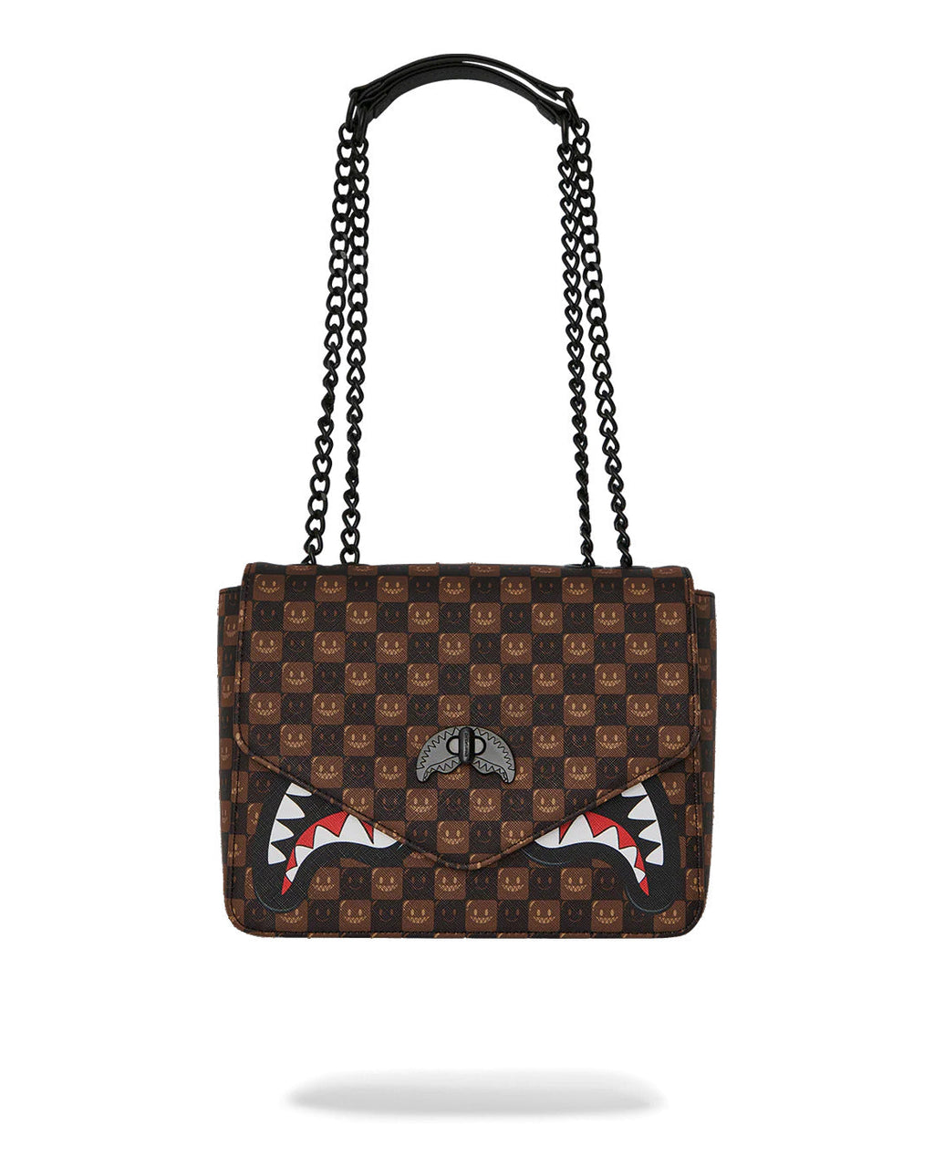 SHARKS IN PARIS WTF BUBBLE BROWN CHECK HANDBAG