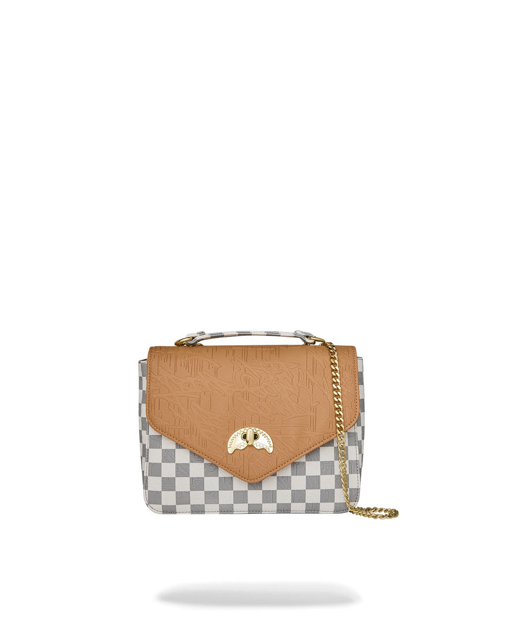 EMBOSSED CREAM CHECK HANDBAG