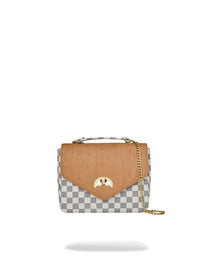 EMBOSSED CREAM CHECK HANDBAG