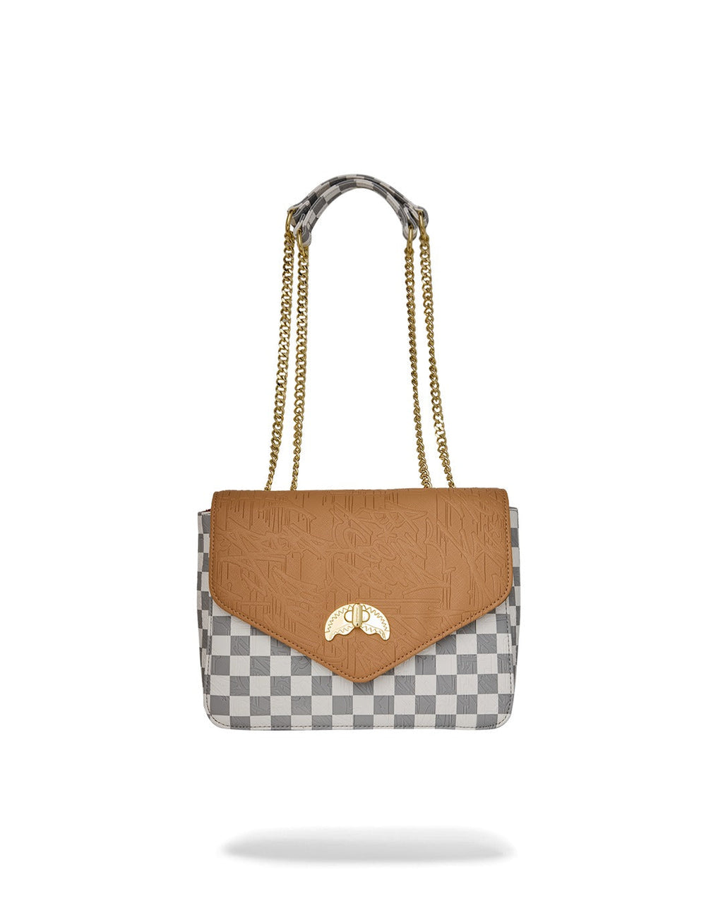 EMBOSSED CREAM CHECK HANDBAG