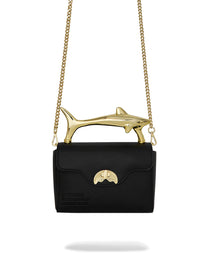 BLACKED OUT EMBOSSED GOLD SHARK HANDBAG
