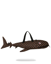 SHARKS IN PARIS WTF BUBBLE BROWN CHECK SHARK LARGE DUFFLE
