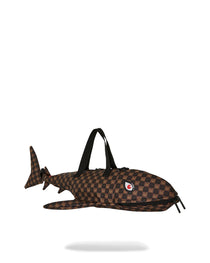 SHARKS IN PARIS WTF BUBBLE BROWN CHECK SHARK LARGE DUFFLE