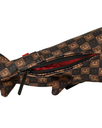 SHARKS IN PARIS WTF BUBBLE BROWN CHECK SHARK LARGE DUFFLE
