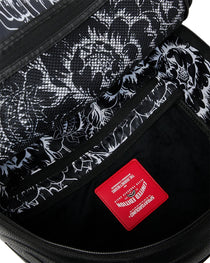 NYBG BLACK LEATHER FLOWERS BACKPACK