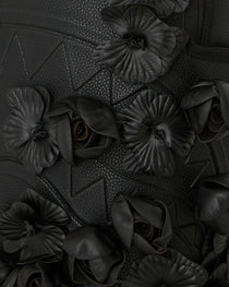 NYBG BLACK LEATHER FLOWERS BACKPACK