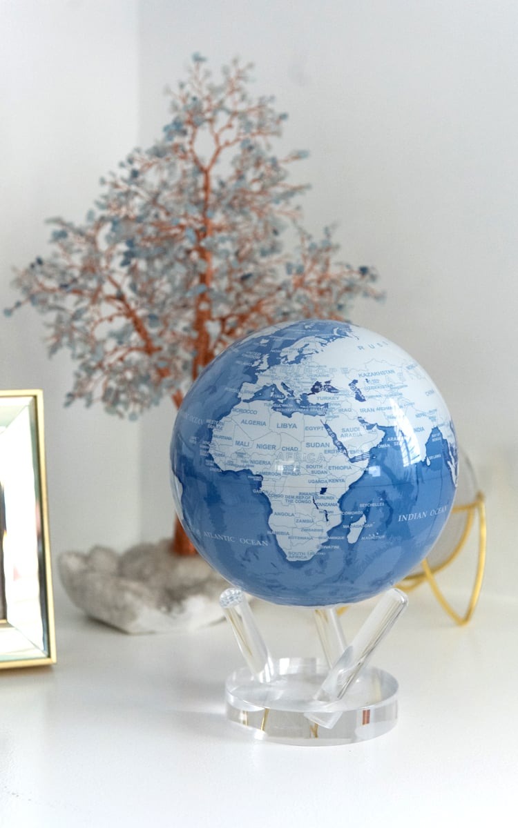 Bleu et Blanc IWB MOVA Globes Moyenne Globe autorotatif