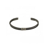 Jonc avec 2 Cordes de Basse et un fil métal emballé au centre de couleur argenté vieilli pour homme. - Sing a Song