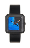 Montre Peinture bleue square black 35 - AKTEO - Montre à thème