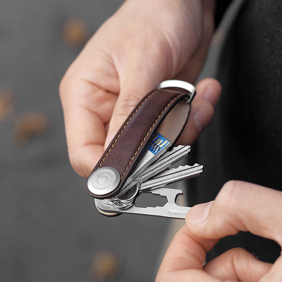 Porte clés - Cuir espresso - Orbitkey