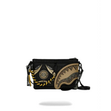 Sac - AI WONDERLAND GOLD AND BLACK CROSSOVER CLUTCH - SPRAYGROUND