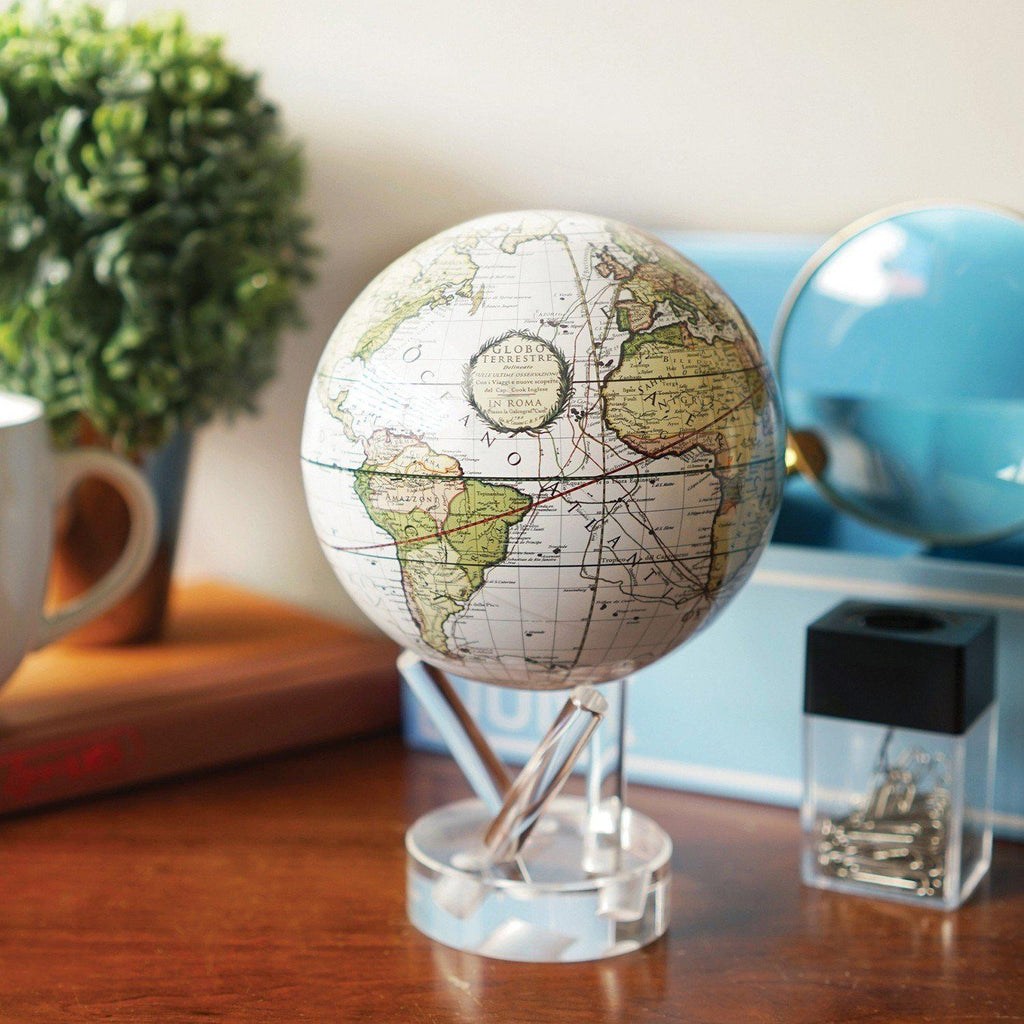 Globe Terrestre Décoratif de 21 cm Antique Globe Géographique avec Support  Triangulaire Globe Intéractif pour Salle de Classe Bureau Blanc+Doré -  Costway