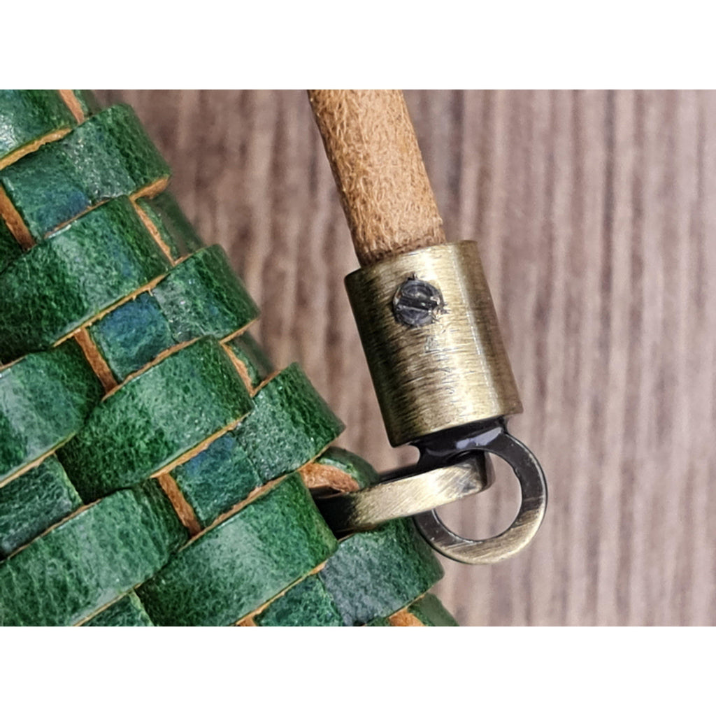 Pochette bandoulière en cuir tressé pour téléphone portable gold - Il Bussetto-Magna-Carta