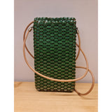 Pochette bandoulière en cuir tressé pour téléphone portable vert forêt - Il Bussetto-Magna-Carta